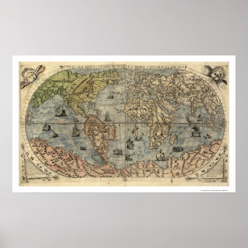 Ancient World Forlani Map By Paolo Forlani 1565 Poster