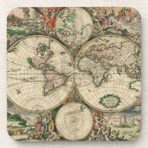 Ancient World Map Beverage Coaster