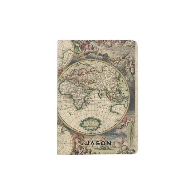 Ancient World Map Custom Passport Holder (Front)