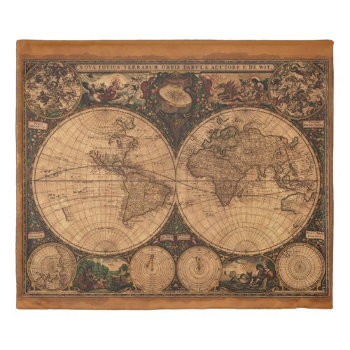 Ancient World Traveler _ Map  Compass Rose Duvet Cover