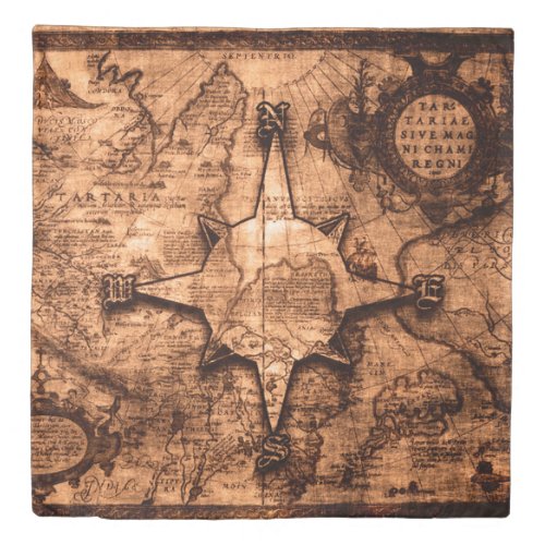 Ancient World Traveler _ Map  Compass Rose Duvet Cover