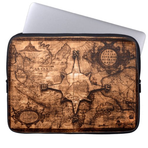 Ancient World Traveler _ Map  Compass Rose Laptop Sleeve