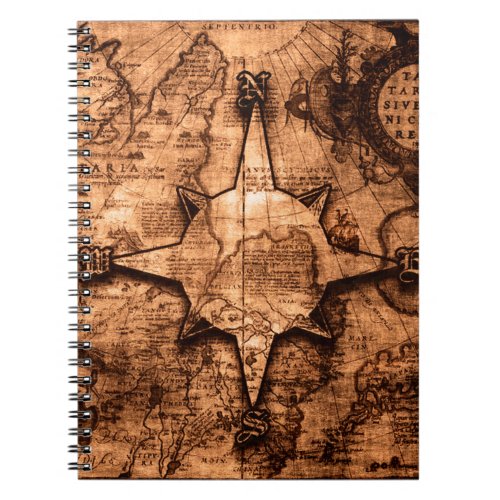 Ancient World Traveler _ Map  Compass Rose Notebook