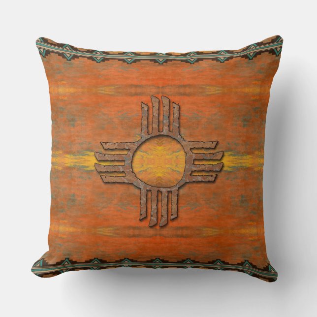 Ancient Zia Throw Pillow (Front)