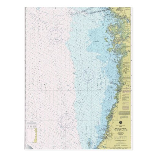 Anclote Keys to Crystal River Nautical Chart Postc Postcard | Zazzle