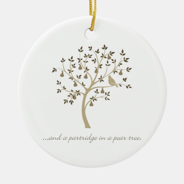 And a partridge in a pear tree ceramic ornament (Front)