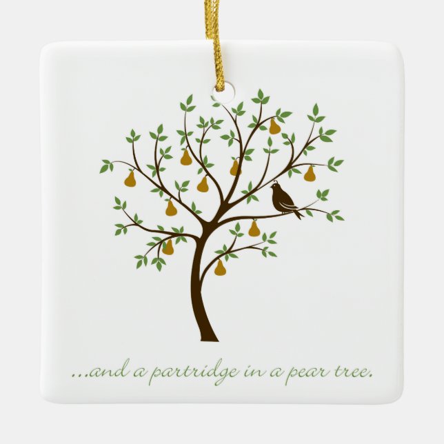 And a partridge in a pear tree ceramic ornament (Front)
