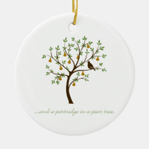 And a partridge in a pear tree ceramic ornament