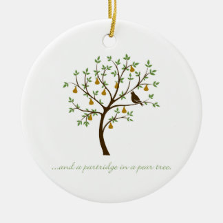 And a partridge in a pear tree ceramic ornament