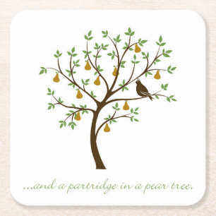 And a partridge in a pear tree square paper coaster