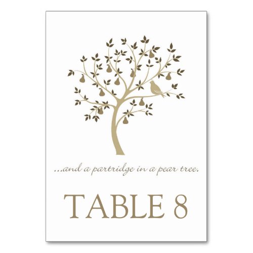 And a partridge in a pear tree table number