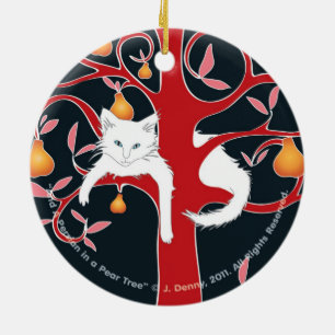And a Persian in a Pear Tree... double sided Ceramic Ornament