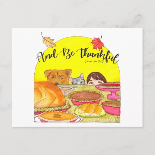 And Be Thankful Inspirational Postcard