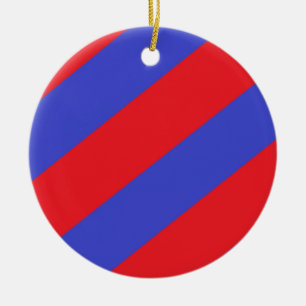 and Blue Stripes Ceramic Ornament
