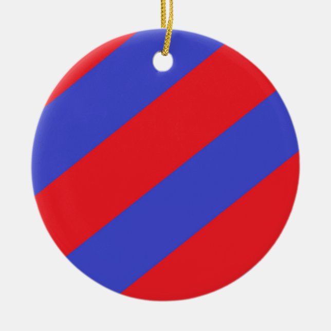 and Blue Stripes Ceramic Ornament (Front)