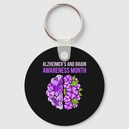 And Brain Awareness Month Purple Ribbon Graphic  Keychain