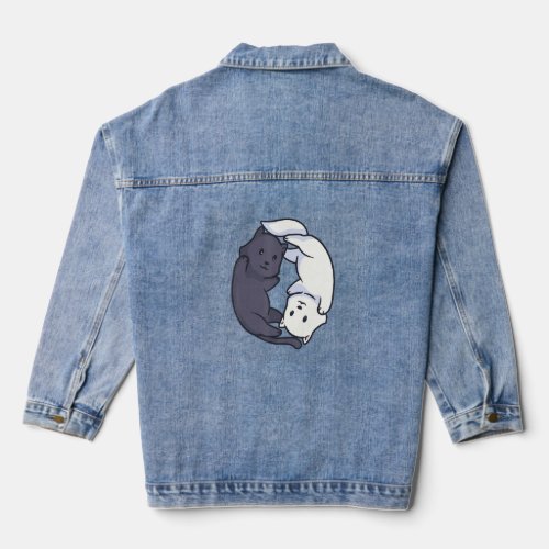 And Cat Yin And Yang Halloween For  Denim Jacket