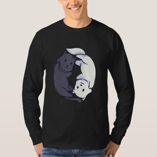 And Cat Yin And Yang Halloween For T_Shirt