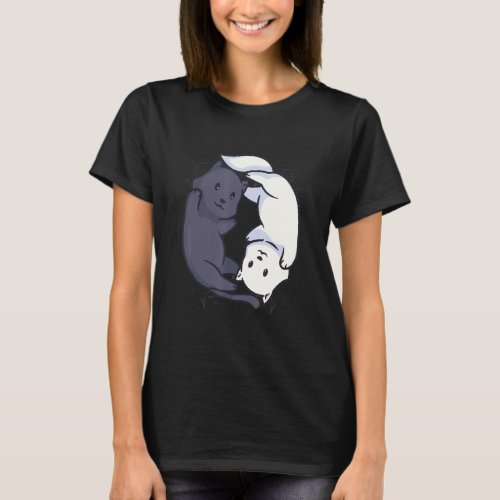 And Cat Yin And Yang Halloween For T_Shirt