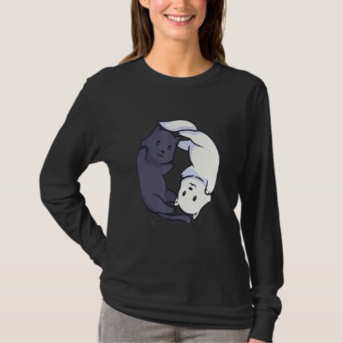 And Cat Yin And Yang Halloween For T_Shirt