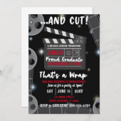 And Cut That's a Wrap Graduation Black Invitation (Front/Back)