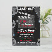 And Cut That's a Wrap Graduation Black Invitation (Standing Front)
