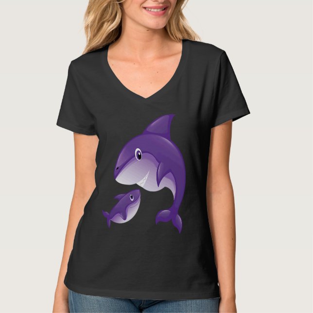 and Cute of Mother Son Baby Toddler Dolphin Themed T-Shirt (Front)