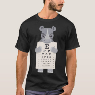 and Cute Rhino with Glasses holding an Eye Chart T-Shirt