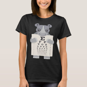 and Cute Rhino with Glasses holding an Eye Chart T-Shirt
