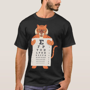 and Cute Tiger with Glasses holding an Eye Chart T-Shirt