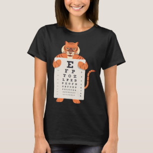 and Cute Tiger with Glasses holding an Eye Chart T-Shirt