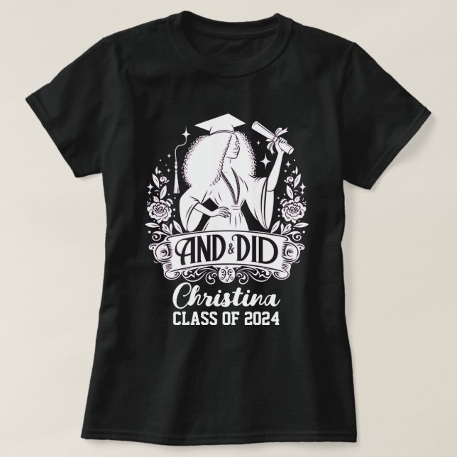 AND DID Urban Female Silhouette Trendy Graduation T-Shirt (Design Front)