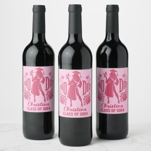 AND DID Urban Female Silhouette Trendy Graduation Wine Label