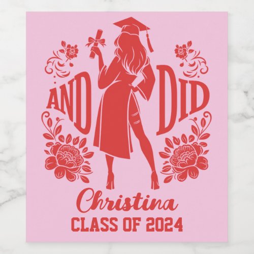 AND DID Urban Female Silhouette Trendy Graduation Wine Label