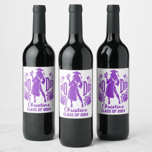 AND DID Urban Female Silhouette Trendy Graduation Wine Label