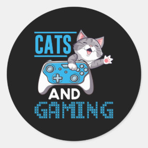 And Gaming For The Cat Lover Gamer Video Game Play Classic Round Sticker