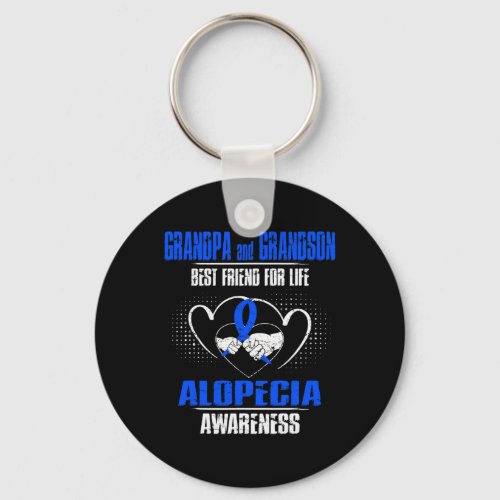 And Grandson Best Friend Of Life Alopecia Awarenes Keychain