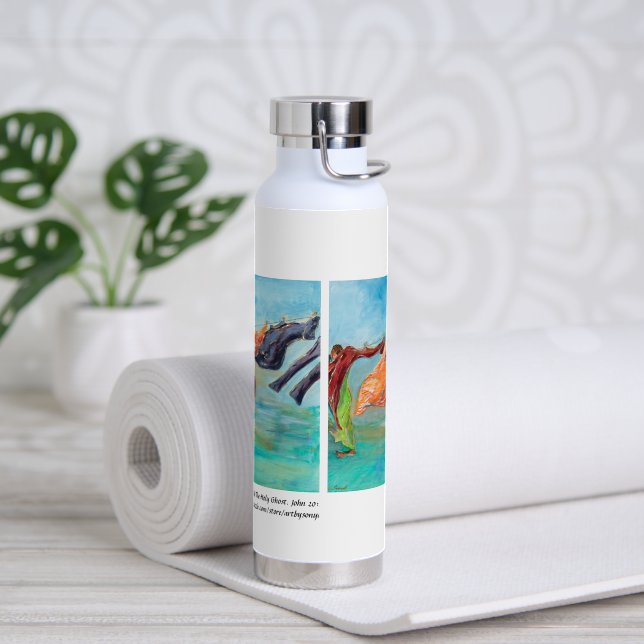 "And He Breathed on Then..No 2" Latte Mug Water Bottle (Yoga)