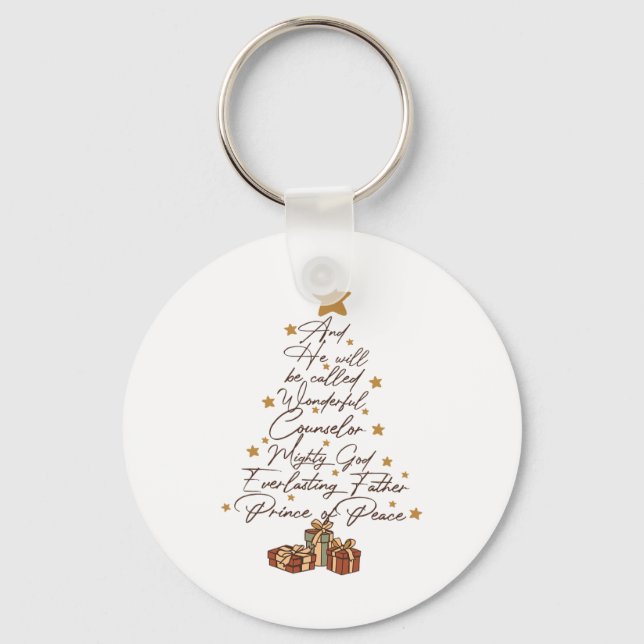 And He Will Be Called Jesus Christmas Tree Christi Keychain (Front)