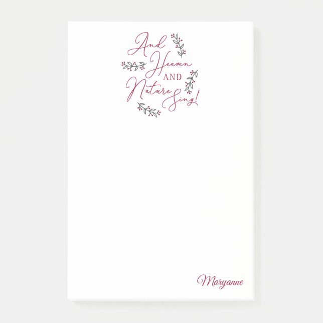 And Heaven and Nature Sing - Personalized Post-it Notes (Front)