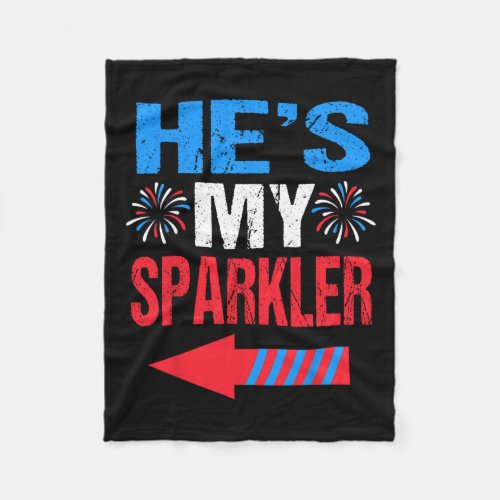 And Hers 4th Of July Shirts Couples Hes My Sparkl Fleece Blanket