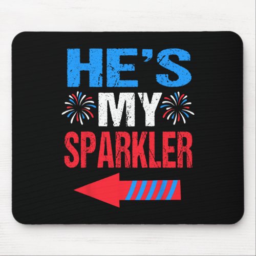 And Hers 4th Of July Shirts Couples Hes My Sparkl Mouse Pad