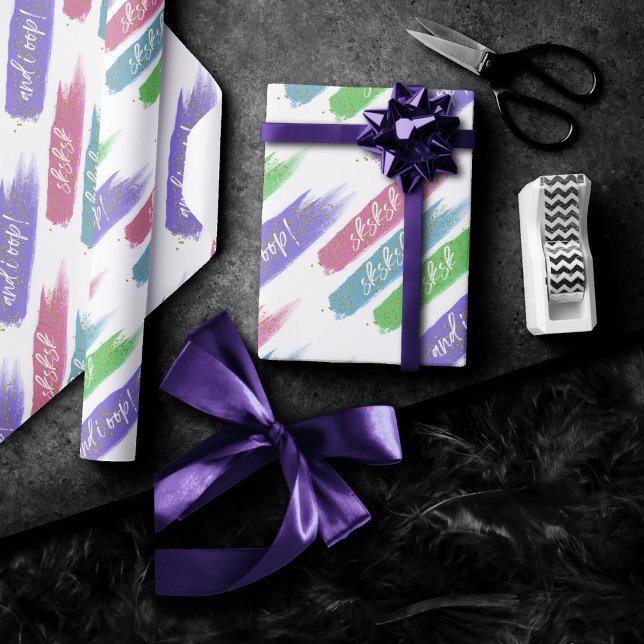 And I Oop | sksksk brushstrokes girly pastel Wrapping Paper (Creator Uploaded)