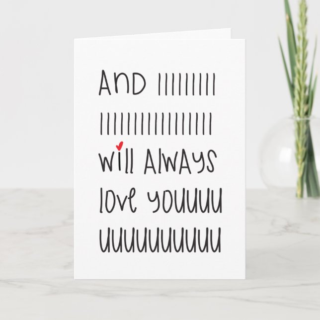 And I will always love you cute quote card (Front)