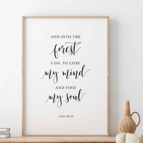 And Into The Forest I Go John Muir Quote Poster