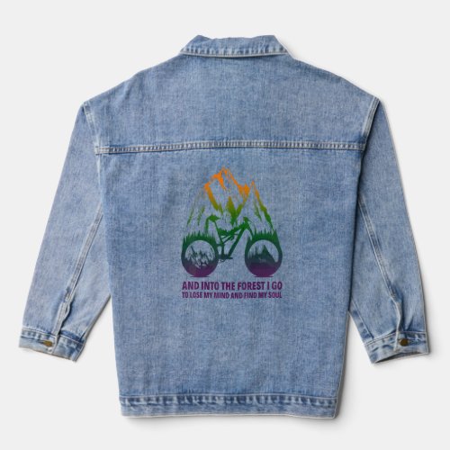 And Into The Forest I Go  Retro Bicycle Compass Mo Denim Jacket