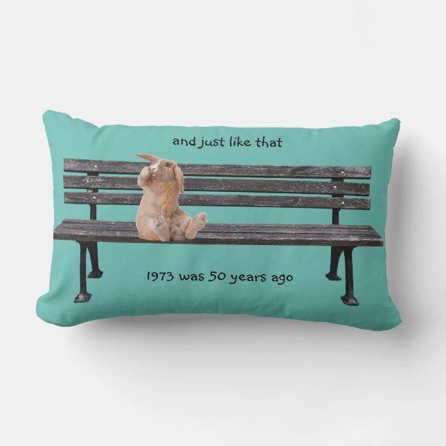 And Just Like That Rabbit on a bench Pillow (Front)