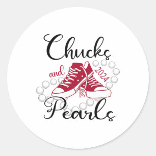 And Pearls I'm With Her Kamala 2024 For President Classic Round Sticker