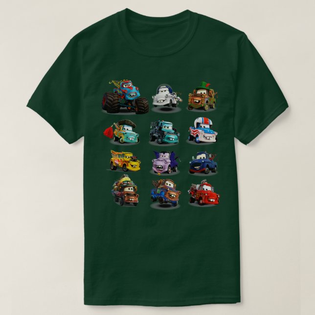 and Pixars Cars Many Maters  T-Shirt (Design Front)