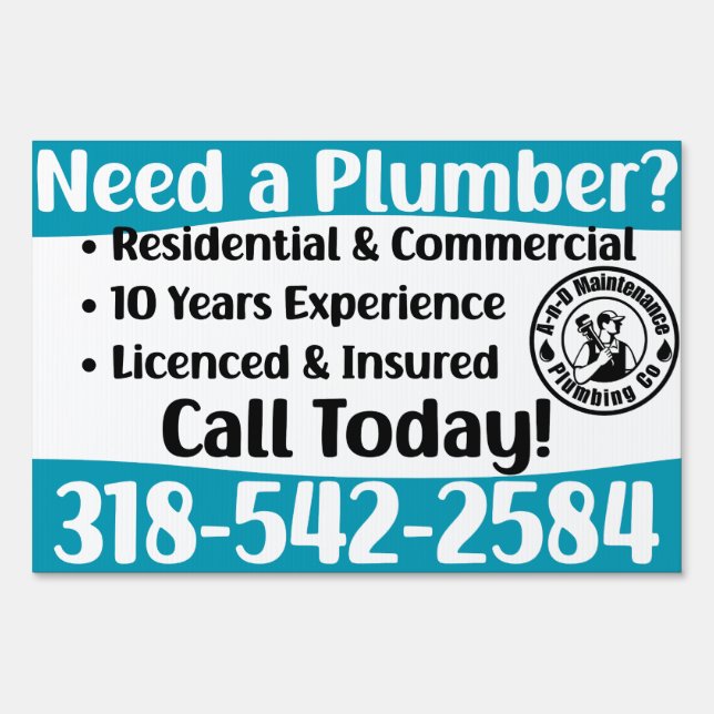 AnD Plumbing Front and Back Yard Sign (Front)